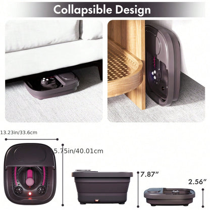 Beinilai Remote Temperature Control Collapsible Foot Spa. Foot Bath With Heat, Bubble And Massager, Foot Spa Tub With 3 Pedicure Attachments, Foot Soak Tub With Handle