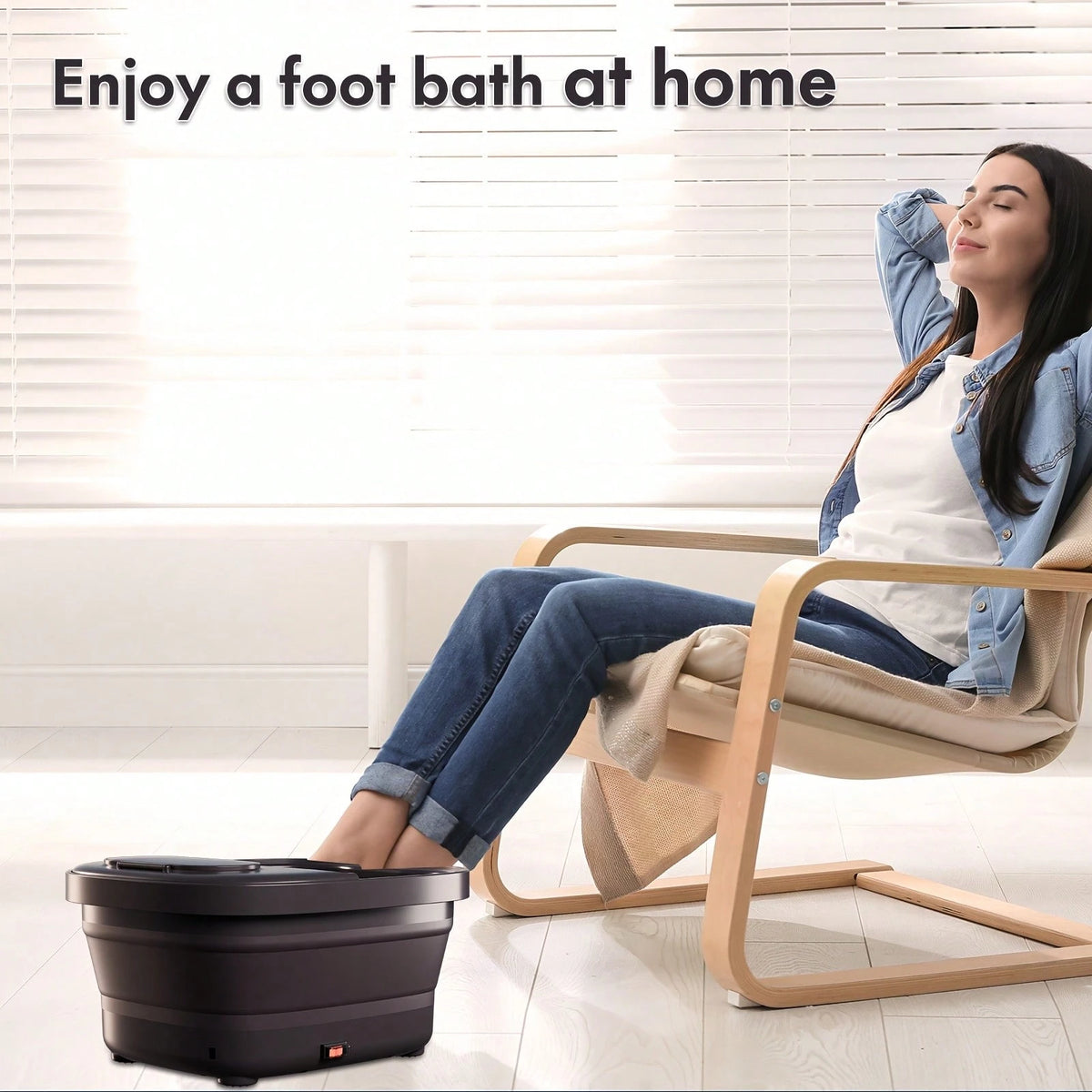 Beinilai Remote Temperature Control Collapsible Foot Spa. Foot Bath With Heat, Bubble And Massager, Foot Spa Tub With 3 Pedicure Attachments, Foot Soak Tub With Handle