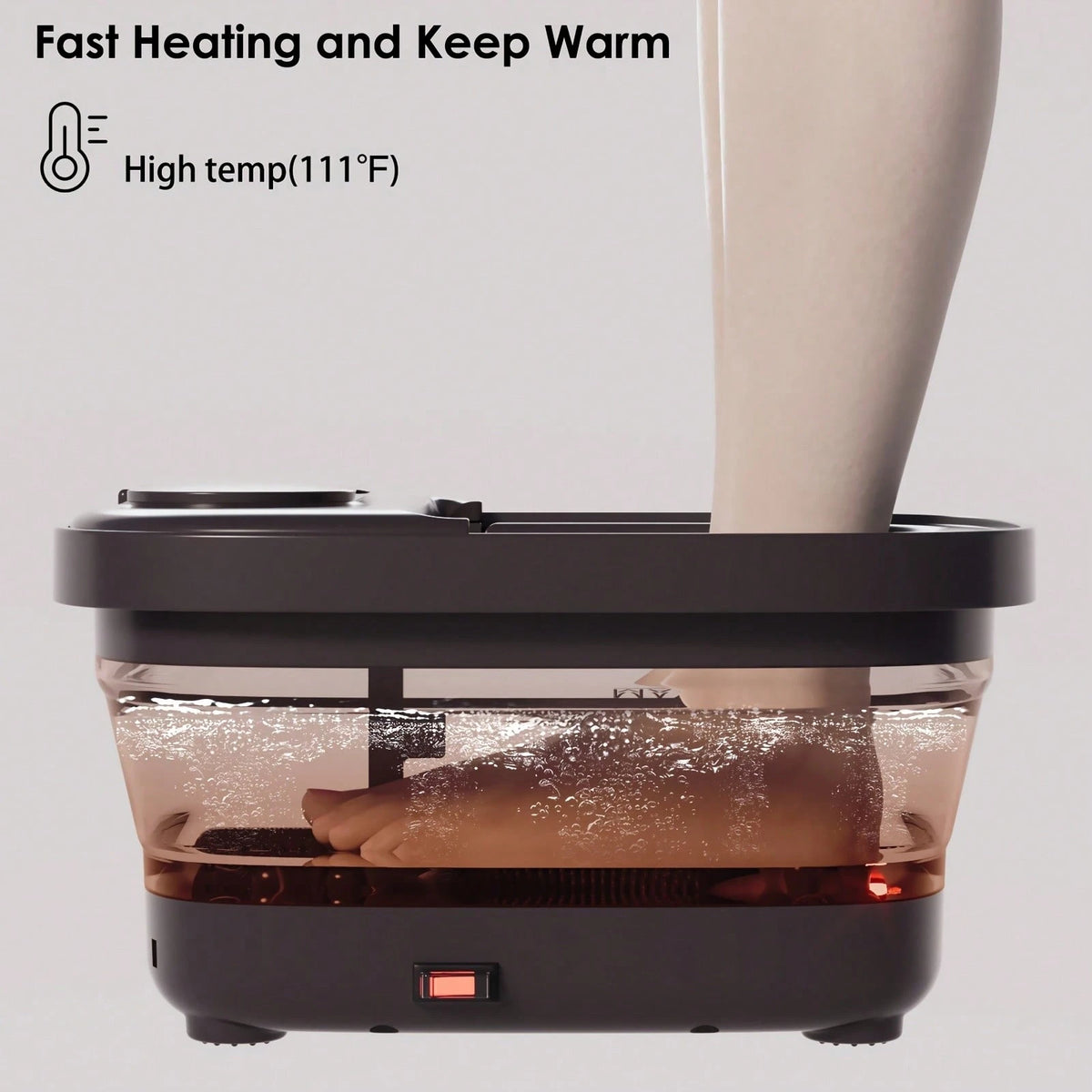 Beinilai Remote Temperature Control Collapsible Foot Spa. Foot Bath With Heat, Bubble And Massager, Foot Spa Tub With 3 Pedicure Attachments, Foot Soak Tub With Handle