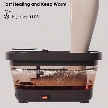 Beinilai Remote Temperature Control Collapsible Foot Spa. Foot Bath With Heat, Bubble And Massager, Foot Spa Tub With 3 Pedicure Attachments, Foot Soak Tub With Handle