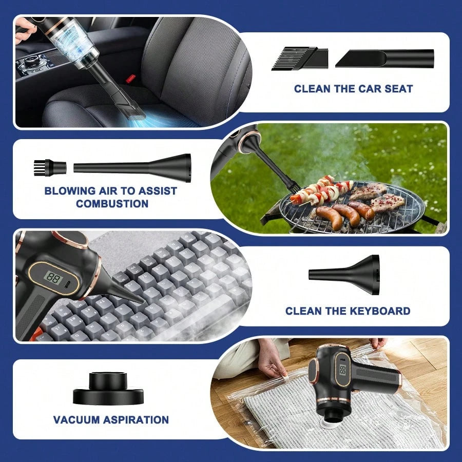 belibuy Powerful Cordless Handheld Cyclone Vacuum Cleaner- Strong Suction, Rechargeable, With Digital Display, Lightweight And Portable Design, Convenient For Cleaning At Home, Office, Car, Etc.- Id