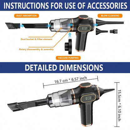 belibuy Powerful Cordless Handheld Cyclone Vacuum Cleaner- Strong Suction, Rechargeable, With Digital Display, Lightweight And Portable Design, Convenient For Cleaning At Home, Office, Car, Etc.- Id