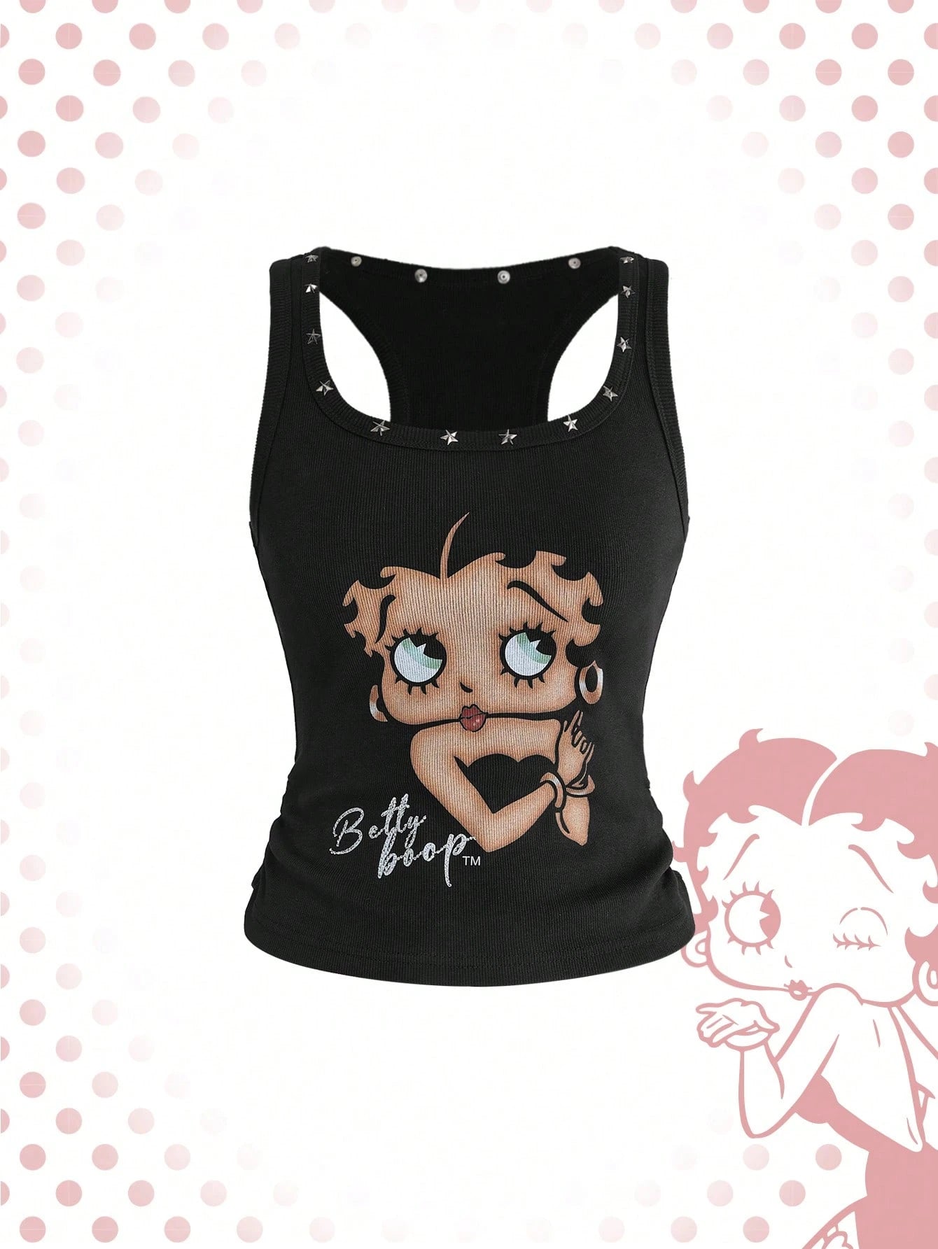 Betty Boop| ROMWE Collab Y2K Sexy Star Metal Rivet Bodycon Tank Top