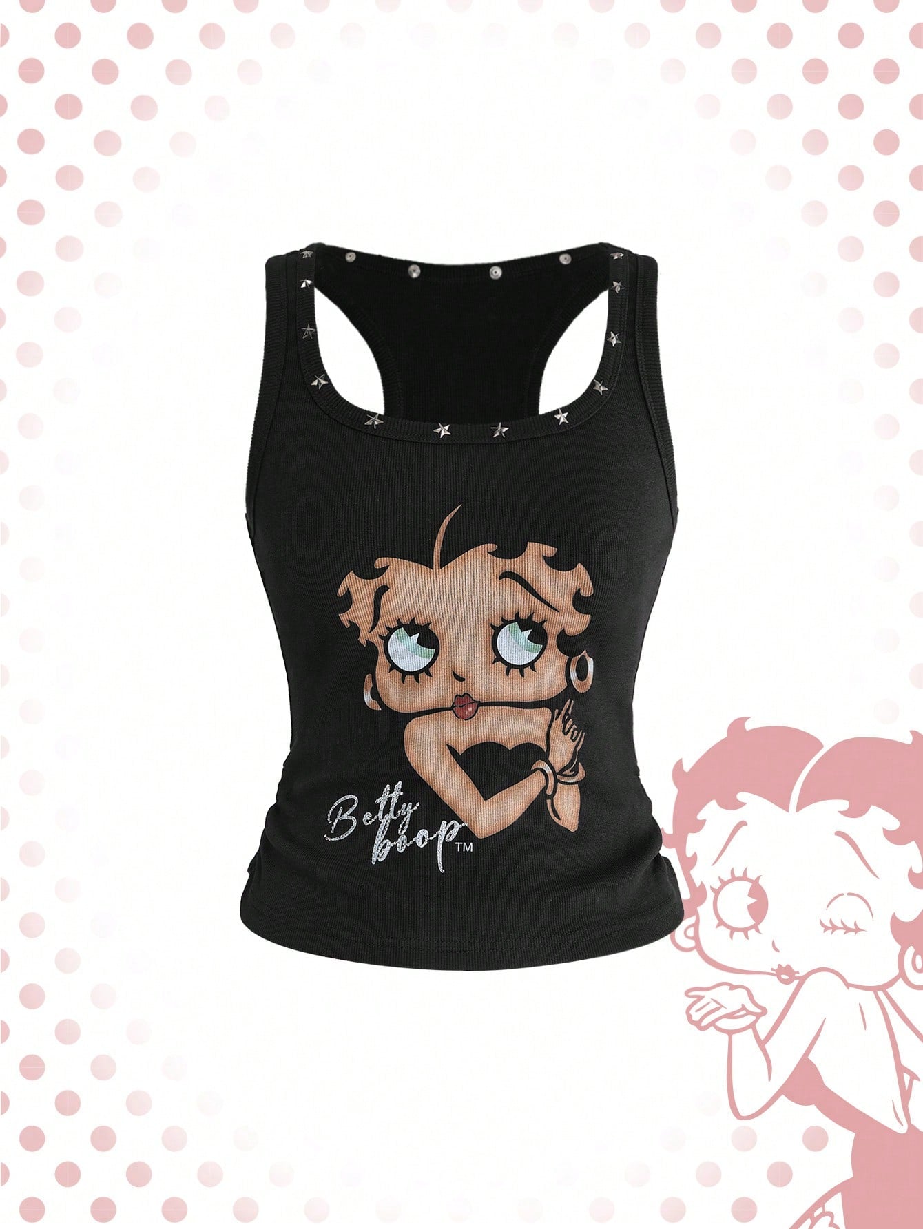 Betty Boop| ROMWE Collab Y2K Sexy Star Metal Rivet Bodycon Tank Top