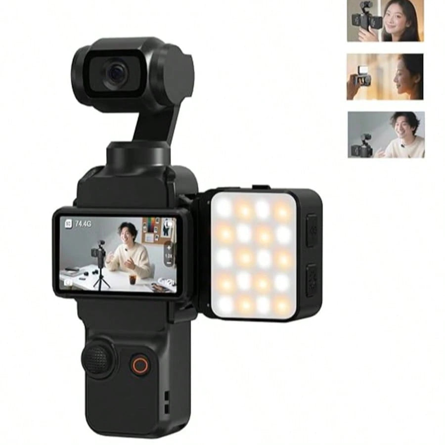 Bi-Color Temperature Fill Light Magnetic Selfie Light For Osmo Pocket 3 Light Creator Combo, Rechargeable Mini LED Video Fill Light, 3 Color Modes/Brightness Adjustable For Pocket 3 Selfie Vlog Record