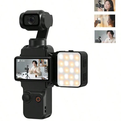Bi-Color Temperature Fill Light Magnetic Selfie Light For Osmo Pocket 3 Light Creator Combo, Rechargeable Mini LED Video Fill Light, 3 Color Modes/Brightness Adjustable For Pocket 3 Selfie Vlog Record