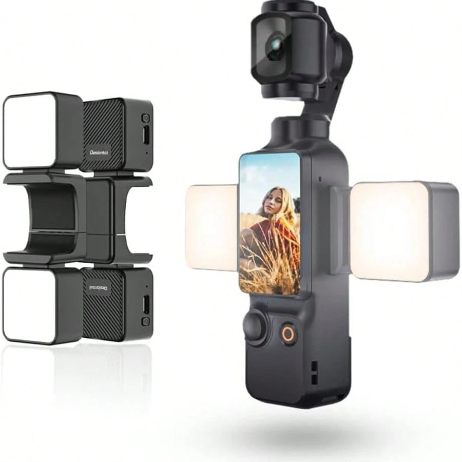 Bi-Color Temperature Fill Light Magnetic Selfie Light For Osmo Pocket 3 Light Creator Combo, Rechargeable Mini LED Video Fill Light, 3 Color Modes/Brightness Adjustable For Pocket 3 Selfie Vlog Record