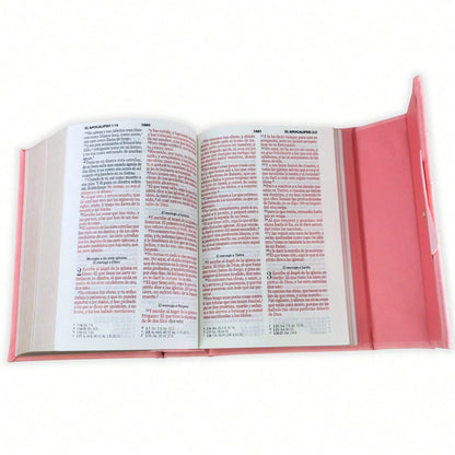 Biblia Cartera Con Broche Magnético Compacta RV1960, Imit Piel Coral Con Asa De Mano