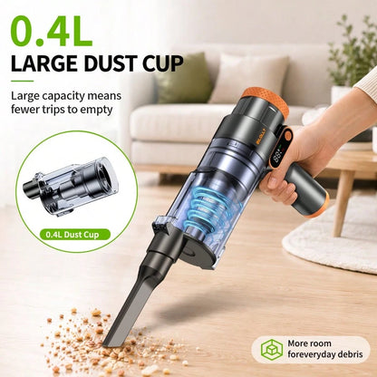 BiLOLLY Handheld Vacuum Cleaner, Portable Vacuum Dust Collector, 18000Pa Powerful Suction USB-C Charging, One-Click Dust Emptying, Suitable For Use In The Home, Car, With Pets, And In The Office, Car