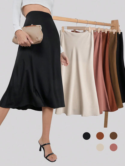 BizChic Black Solid Work Skirt With Zipper Detailing,Ladies Elegant Zipper Midi Skinny High Waist Black Plain Women Skirts,Spring/Summer,Casual Daily Wear