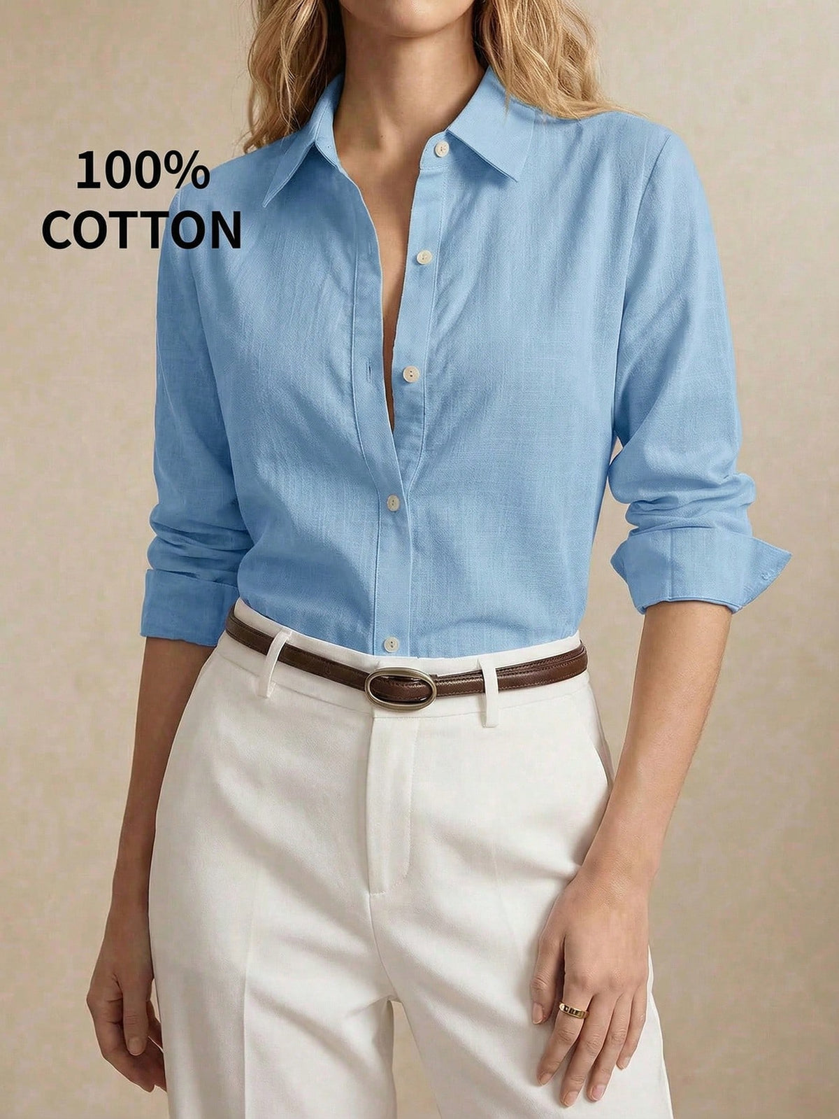 BizChic Long Sleeve Shirt, Business Formal, Vacation Style, Slouchy, Commute, Date, Daily, Vacation, Office, Slimming, Elegant, Versatile, Summer, Autumn, Halloween, Back To School, Party, Birthday, W