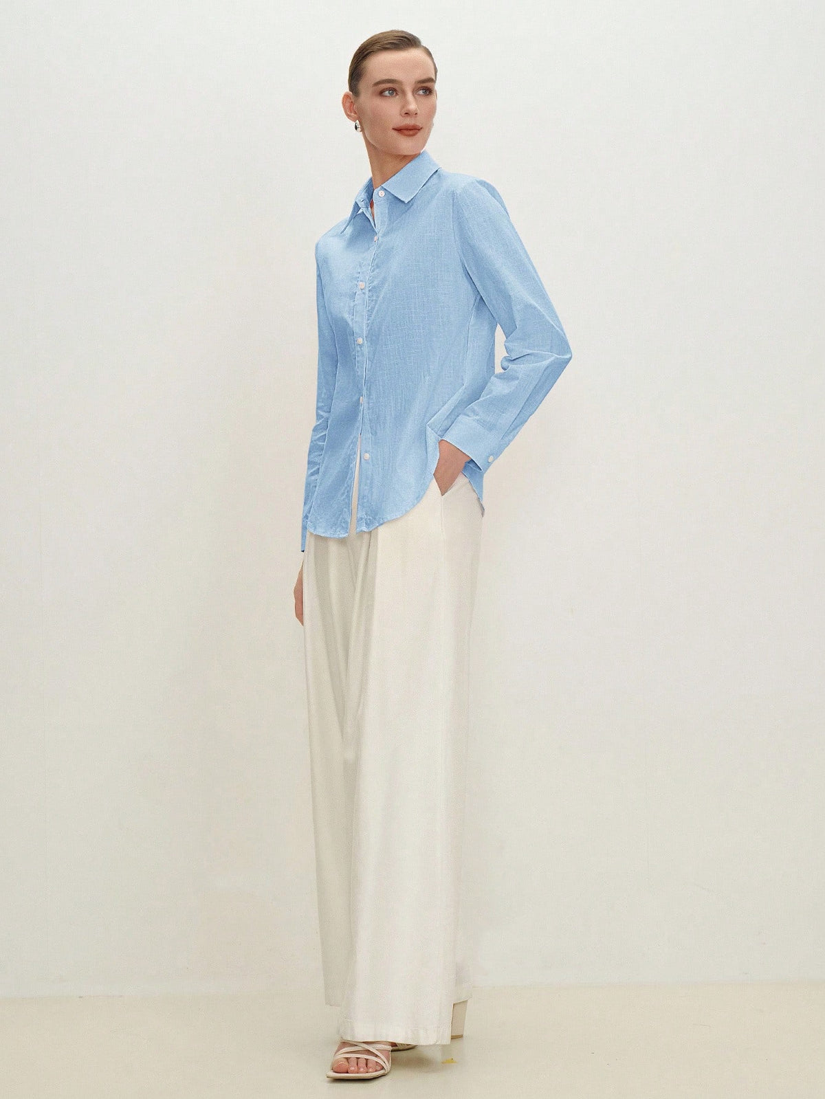 BizChic Long Sleeve Shirt, Business Formal, Vacation Style, Slouchy, Commute, Date, Daily, Vacation, Office, Slimming, Elegant, Versatile, Summer, Autumn, Halloween, Back To School, Party, Birthday, W
