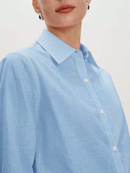 BizChic Long Sleeve Shirt, Business Formal, Vacation Style, Slouchy, Commute, Date, Daily, Vacation, Office, Slimming, Elegant, Versatile, Summer, Autumn, Halloween, Back To School, Party, Birthday, W