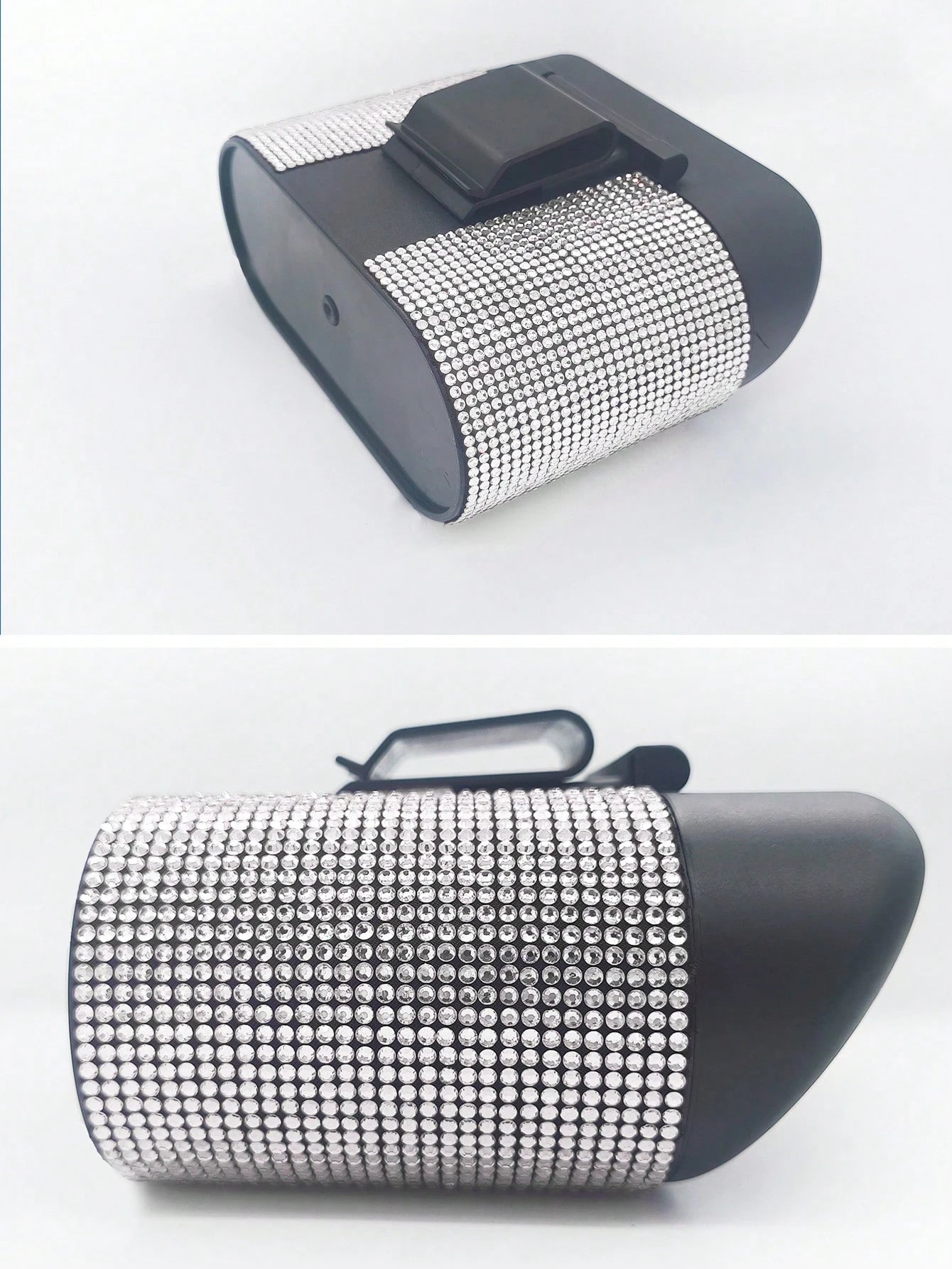 Black Car Trash Can With Rhinestone Design