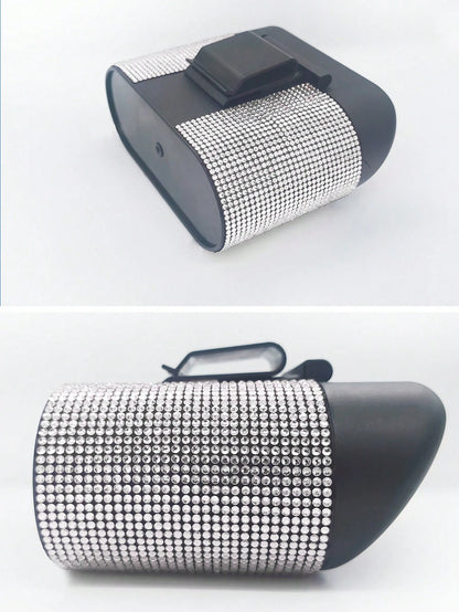 Black Car Trash Can With Rhinestone Design