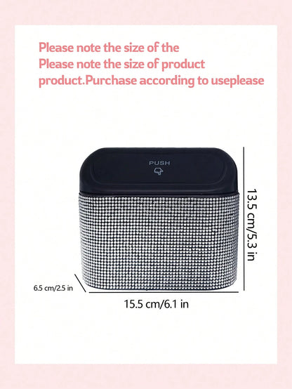 Black Car Trash Can With Rhinestone Design