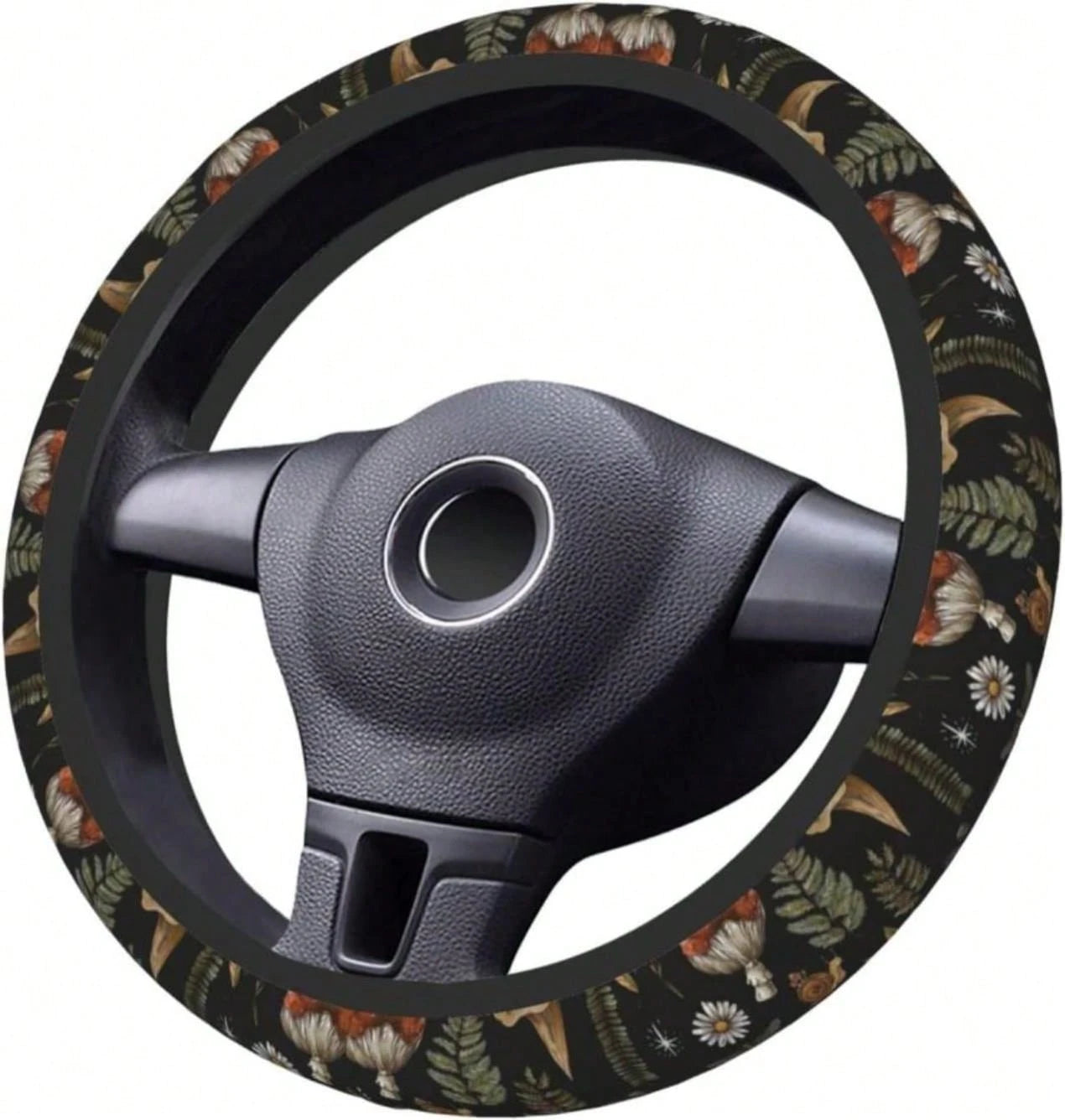 Black Leopard Print Cheetah Elastic Steering Wheel Cover, Non-Slip Breathable Neoprene Steering Wheel Covers, Women Leopard Car Accessories, Universal 15 Inch Fit Auto, Suvs, Truck