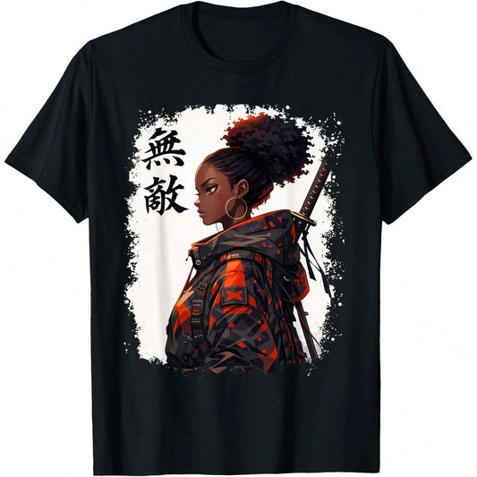 Black Samurai Anime Warrior Afro African Pride T-Shirt