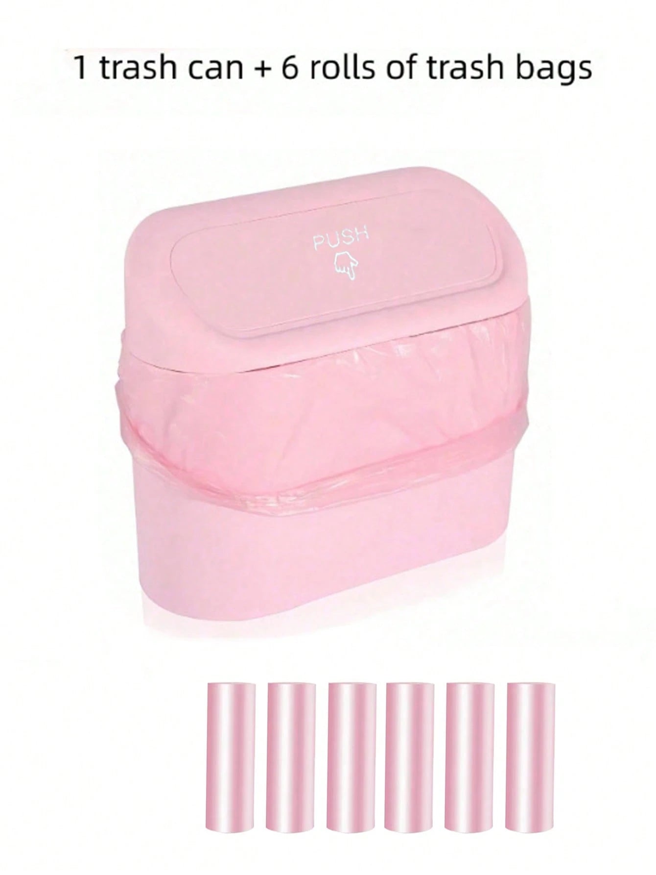 Bling Pink Car Trash Can With Lid Small Auto Door Side Hanging Garbage Bin With 6 Rolls Of Trash Bags Shiny Pink Car Garbage Container Sparkling Crystal Vehicle Dustbin For Car Front Back Seat,Home, O