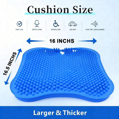 Blue Double-Layer Thick Gel Seat Cushion, Column-Shaped Breathable Anti-Slip Cover, Pressure Dispersion Design, Suitable For Office And Car Wheelchair Elastic Furniture Protection Cover