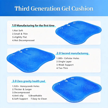 Blue Double-Layer Thick Gel Seat Cushion, Column-Shaped Breathable Anti-Slip Cover, Pressure Dispersion Design, Suitable For Office And Car Wheelchair Elastic Furniture Protection Cover