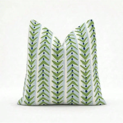 Blue Green Geometric Pillow Cover- Coastal Designer Throw Pillow Cover,Simple Vertical Stripe Square Decor Pillow Cover