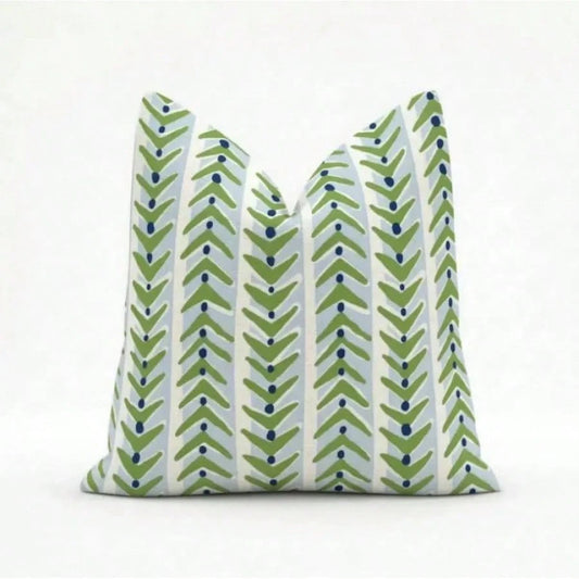 Blue Green Geometric Pillow Cover- Coastal Designer Throw Pillow Cover,Simple Vertical Stripe Square Decor Pillow Cover