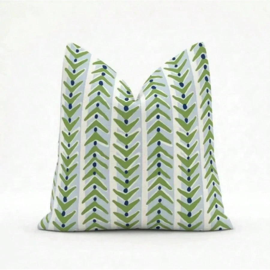 Blue Green Geometric Pillow Cover- Coastal Designer Throw Pillow Cover,Simple Vertical Stripe Square Decor Pillow Cover