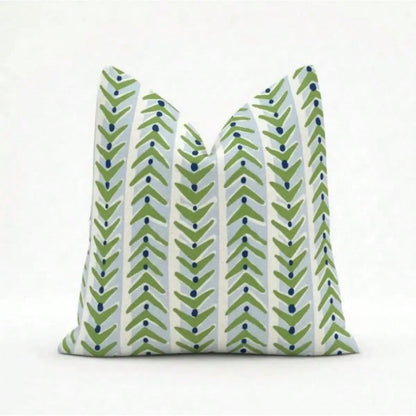Blue Green Geometric Pillow Cover- Coastal Designer Throw Pillow Cover,Simple Vertical Stripe Square Decor Pillow Cover