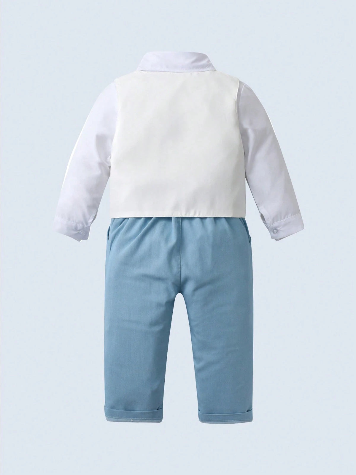 BOARNSEORL 3pcs Baby Boys Gentleman Outfit Set- White Shirt With Bowknot, Vest And Pants, Fashionable And Stylish For Birthday Party, Wedding, Christening, Anniversary