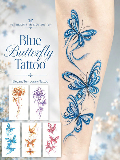 Body Art Temporary Tattoos For Women,Colorful, Romantic, And Elegant Butterfly Designs.Waterproof Fake Tattoos, Lasting 2-5 Days, Perfect For Festivals, Parties, Weddings, Gifts, And Music Festivals.