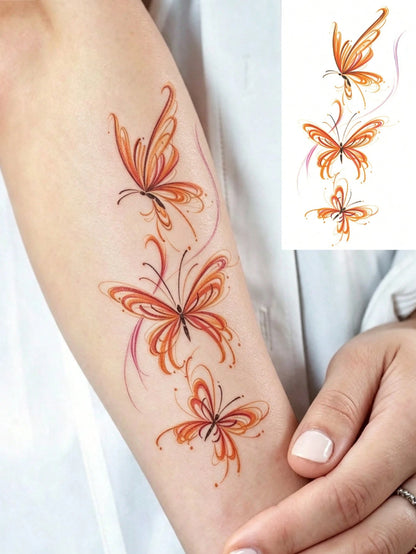 Body Art Temporary Tattoos For Women,Colorful, Romantic, And Elegant Butterfly Designs.Waterproof Fake Tattoos, Lasting 2-5 Days, Perfect For Festivals, Parties, Weddings, Gifts, And Music Festivals.