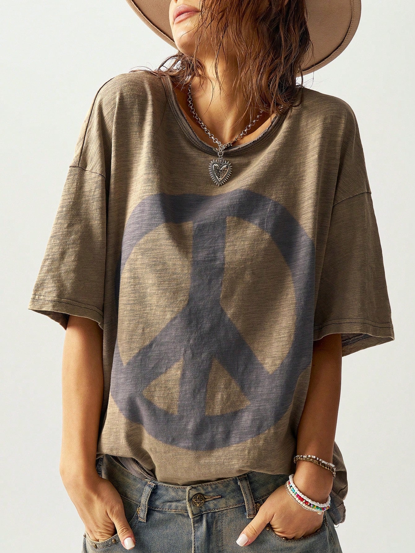 Bohemela Plain Knit Loose Fit Crew Neck Short Sleeve Plus Size T-Shirt,Vintage Smart Casual Vacation Olive Green Summer