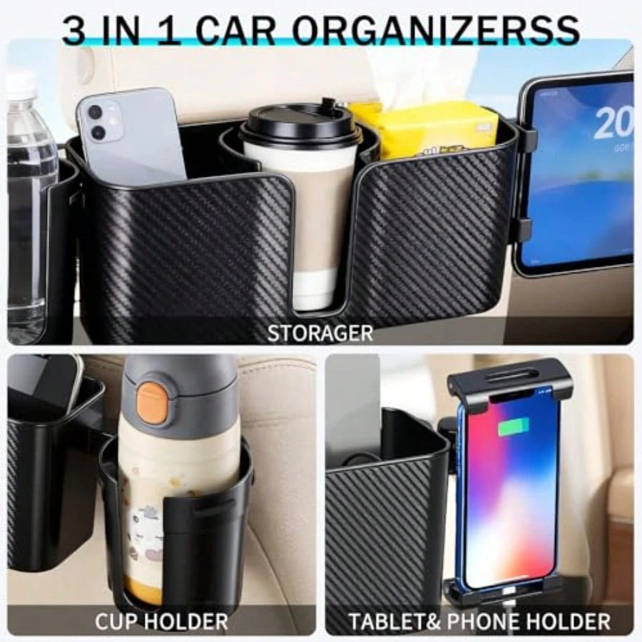 Boost 3 In 1 Car Backseat Organizer Back Seat Stora With Cup Holder Tissue Box Tablet Phone Holder Hooks Travel Accories For Trips Family Rides Daily Ential Accory
