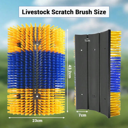 BouPower 2PCS Heavy-Duty Livestock Grooming Brushes, Flexible Animal Back Scratcher For Cows, Horses, Goats- Includes Mounting Hardware