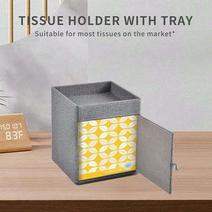 Box Cover With Storage Tray Square Tissue Box Holder PU Leather Facial Tissues Organizer Tray For Bathroom Vanity Bedroom Office Car,St