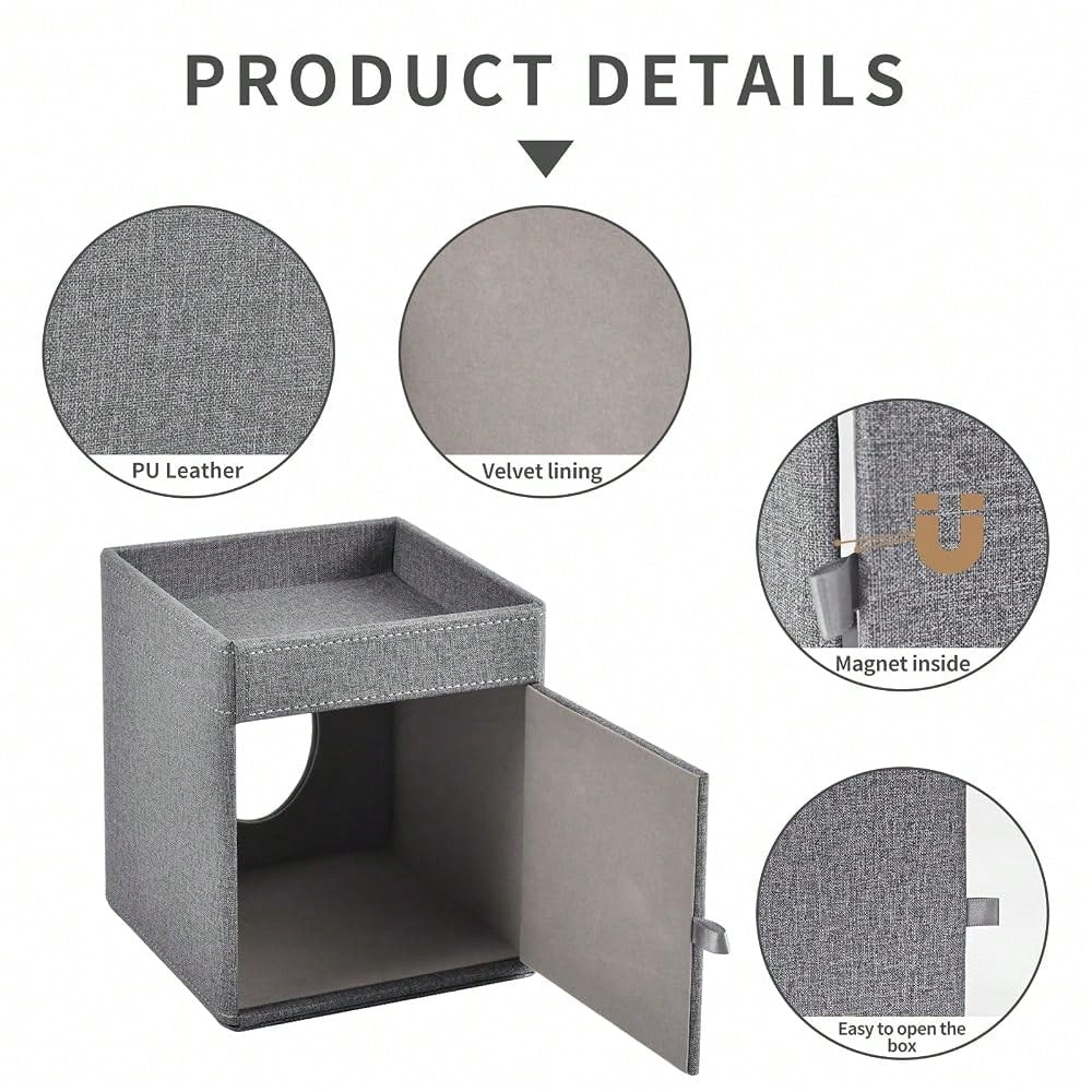 Box Cover With Storage Tray Square Tissue Box Holder PU Leather Facial Tissues Organizer Tray For Bathroom Vanity Bedroom Office Car,St