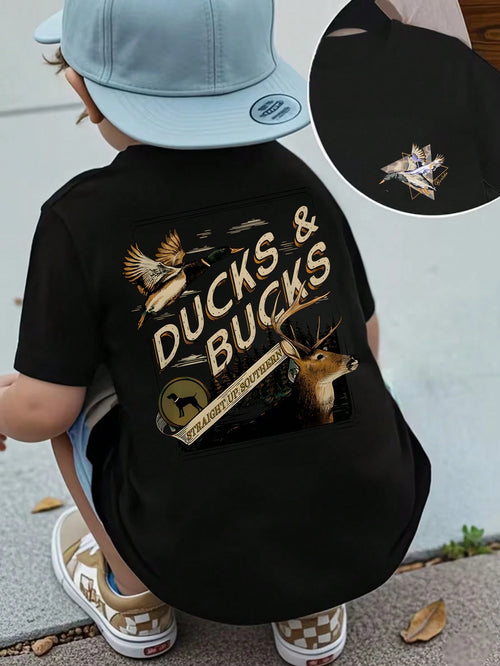 Boys' Casual Fashion T-Shirt, "Ducks & Bucks" Hunting Print, Comfortable Soft Fabric, Perfect For Outdoor-Loving Toddlers