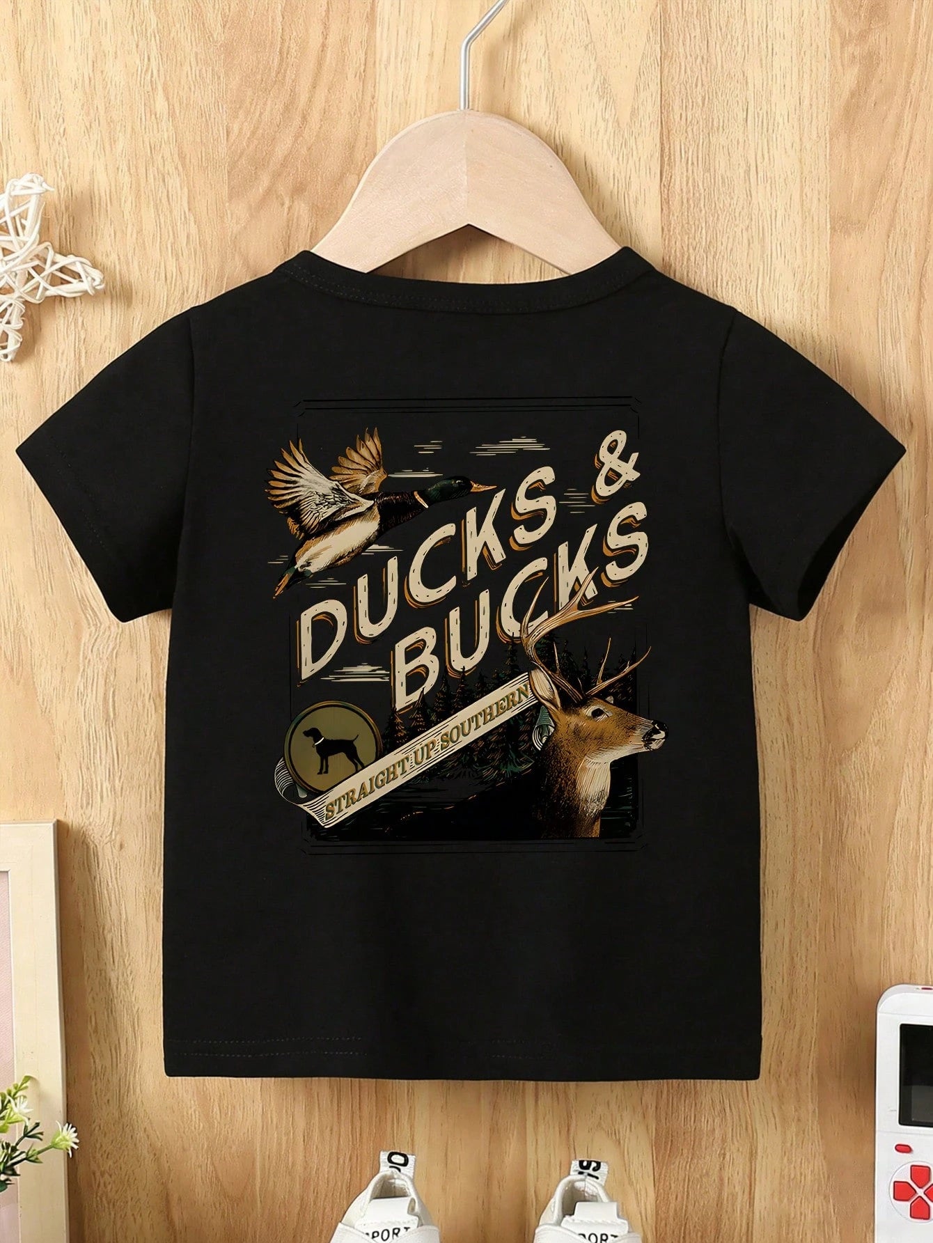 Boys' Casual Fashion T-Shirt, "Ducks & Bucks" Hunting Print, Comfortable Soft Fabric, Perfect For Outdoor-Loving Toddlers