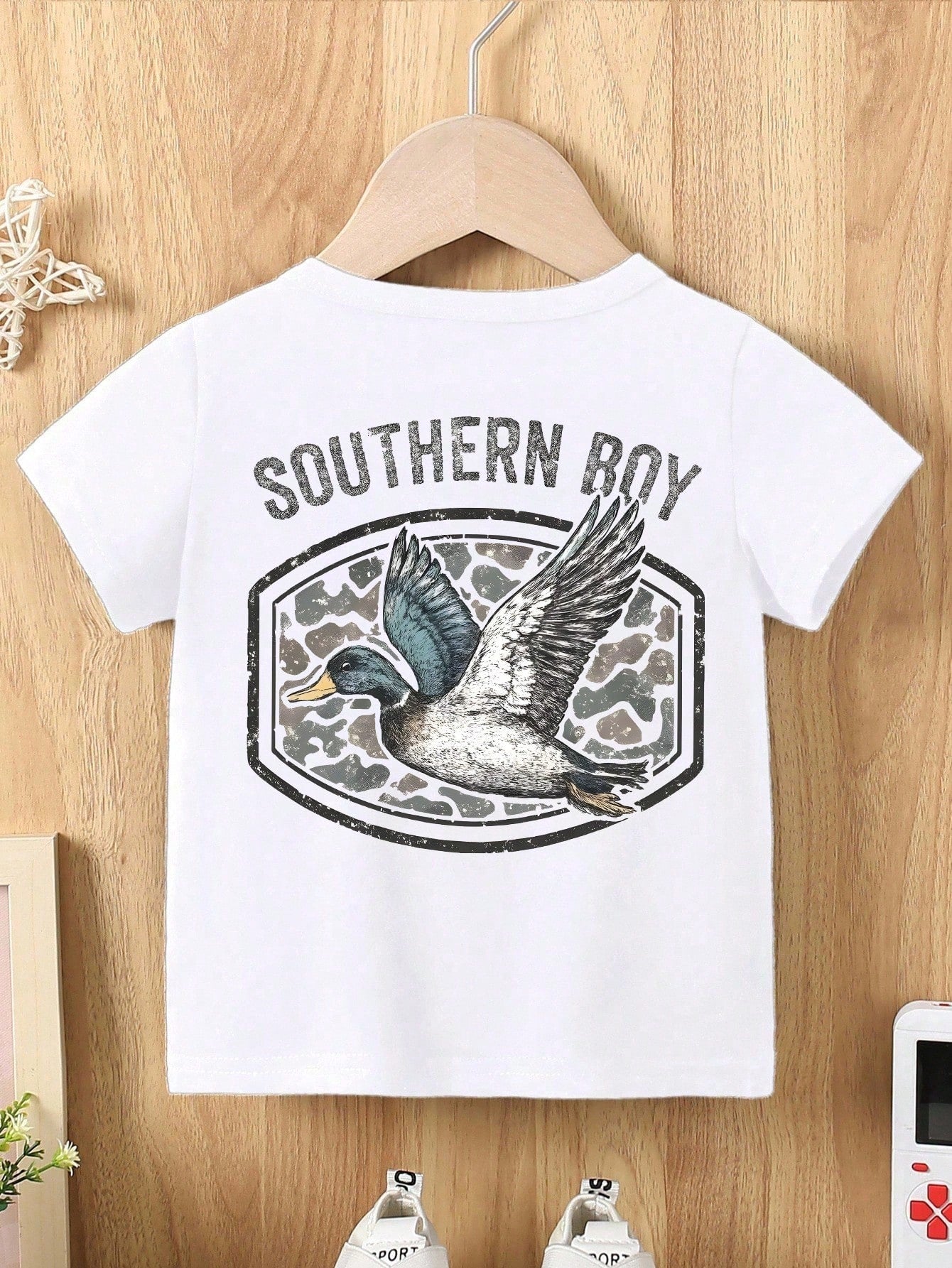 Boys' Casual Fashion T-Shirt, "Southern Boy" Camo Mallard Duck Print, Comfortable Soft Fabric, Perfect For Outdoor Play