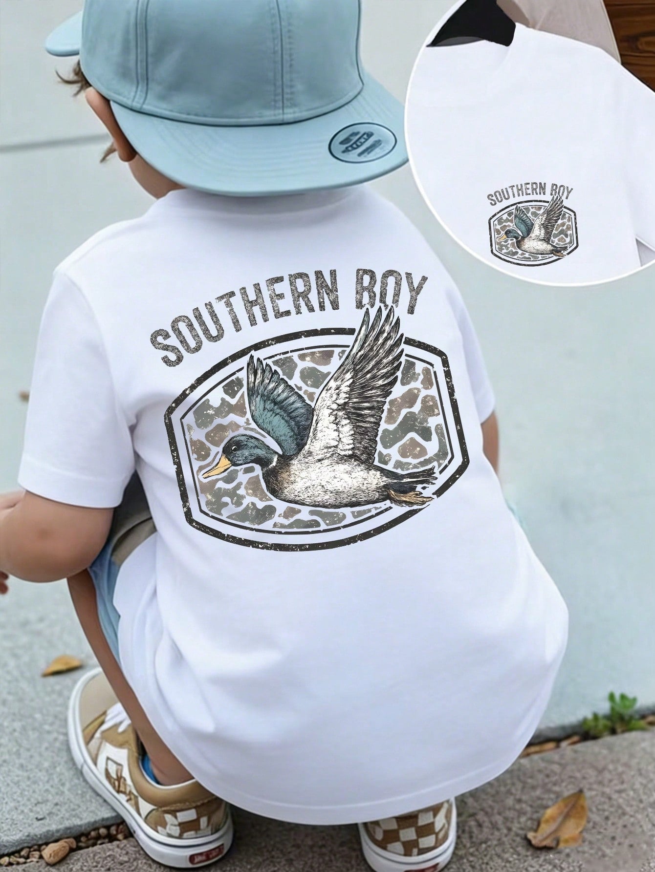 Boys' Casual Fashion T-Shirt, "Southern Boy" Camo Mallard Duck Print, Comfortable Soft Fabric, Perfect For Outdoor Play