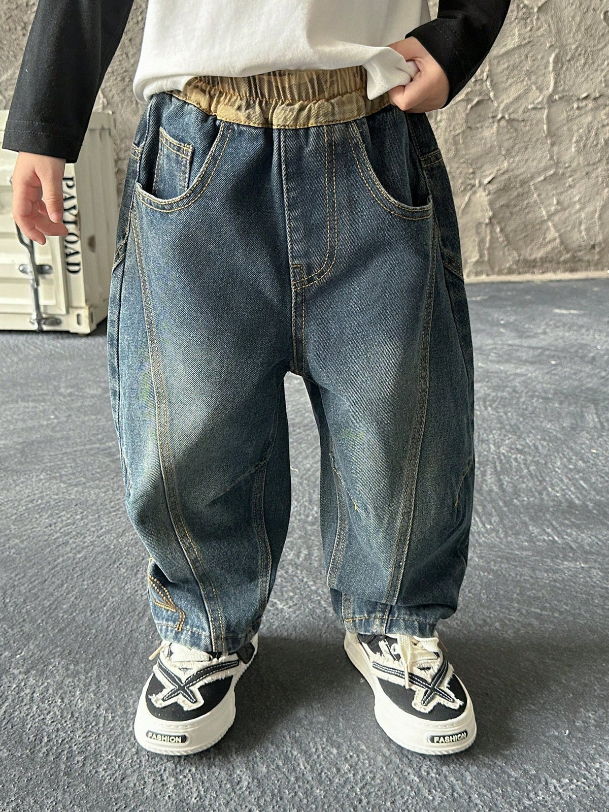 Boys' Loose Fit Straight Leg Jeans, Suitable For Casual, School, Outdoor Wear, Autumn