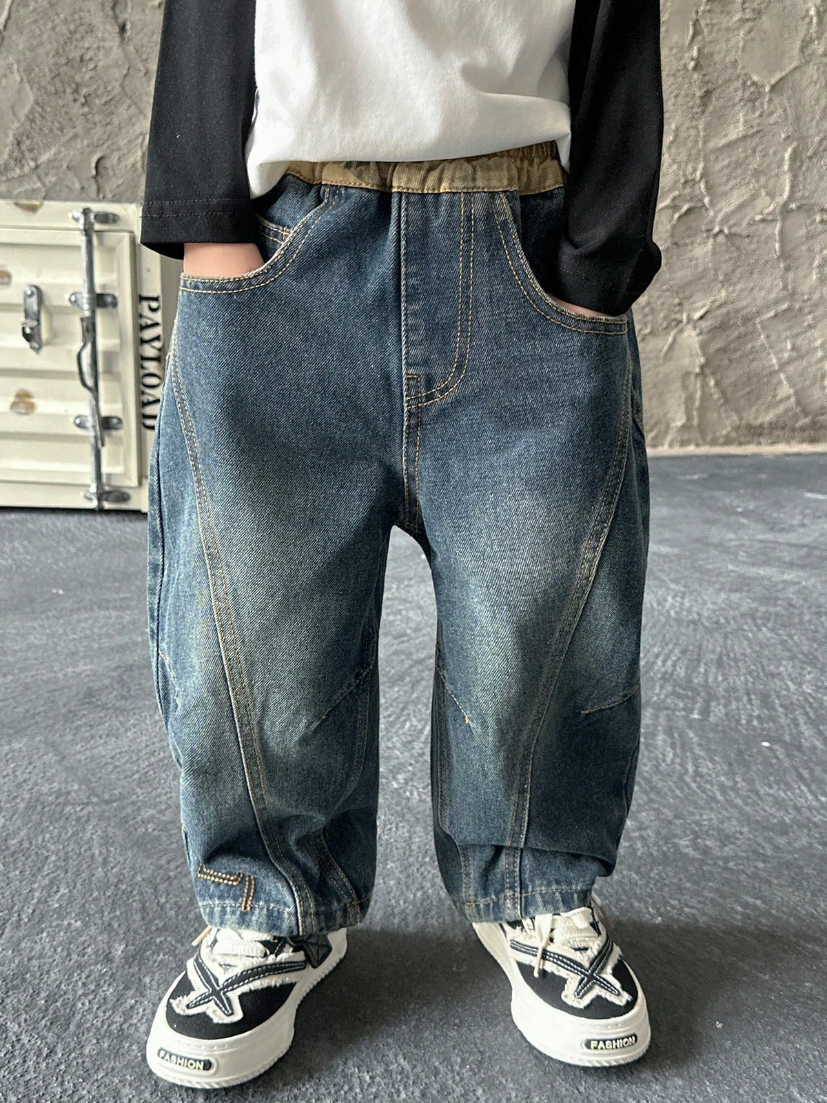 Boys' Loose Fit Straight Leg Jeans, Suitable For Casual, School, Outdoor Wear, Autumn