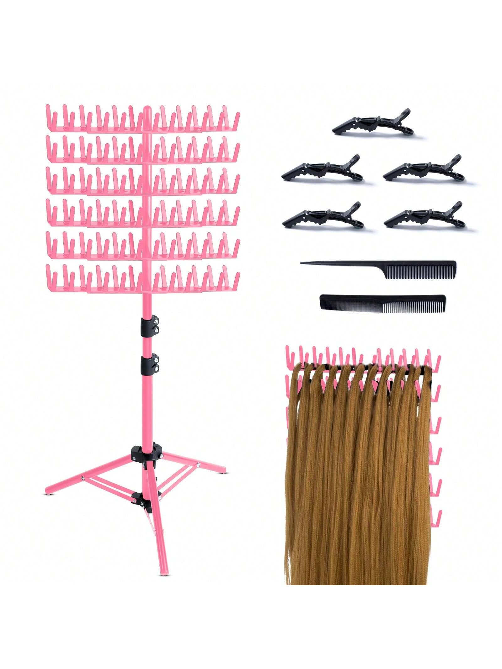 Braiding Hair Rack Standing Hair Extension Holder Hanger, Hair Divider Rack For Braiding Hair Separator Stand Display Stand