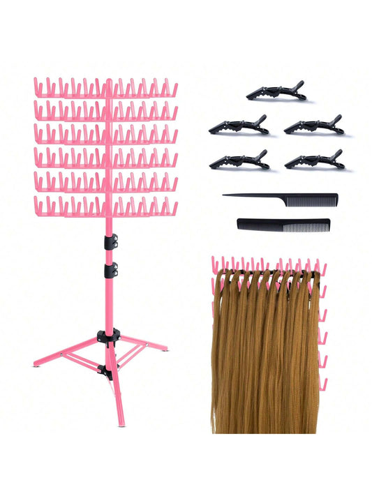 Braiding Hair Rack Standing Hair Extension Holder Hanger, Hair Divider Rack For Braiding Hair Separator Stand Display Stand