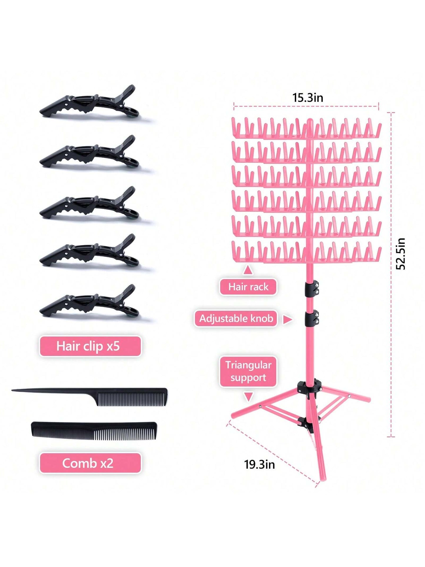 Braiding Hair Rack Standing Hair Extension Holder Hanger, Hair Divider Rack For Braiding Hair Separator Stand Display Stand