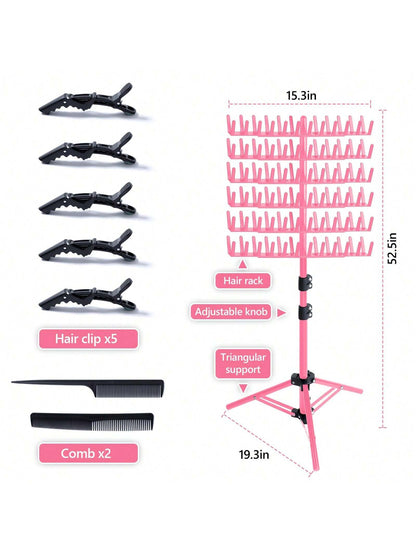 Braiding Hair Rack Standing Hair Extension Holder Hanger, Hair Divider Rack For Braiding Hair Separator Stand Display Stand