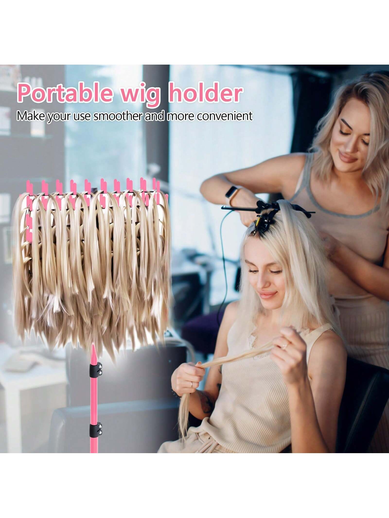 Braiding Hair Rack Standing Hair Extension Holder Hanger, Hair Divider Rack For Braiding Hair Separator Stand Display Stand