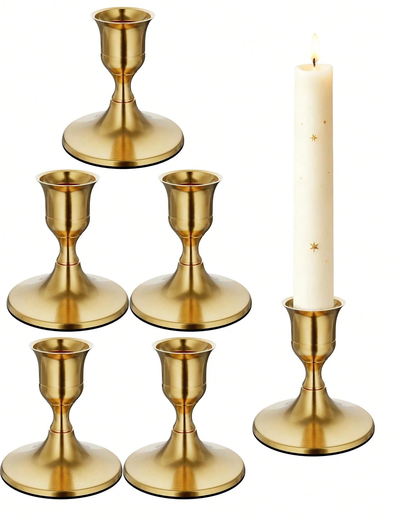 Brass Gold Tapered Candlesticks, Vintage Metal Candle Holders, Centerpiece Decorations For Dining Tables And Mantel Ornaments, Suitable For Wedding And Party Decor Arrangements