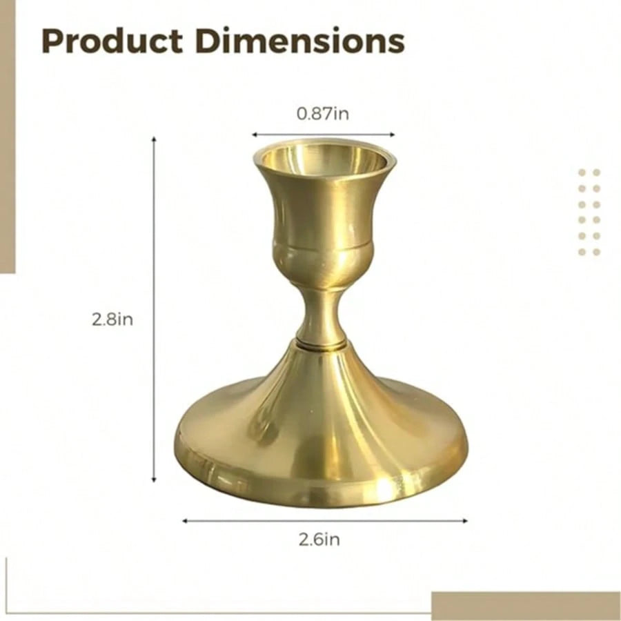 Brass Gold Tapered Candlesticks, Vintage Metal Candle Holders, Centerpiece Decorations For Dining Tables And Mantel Ornaments, Suitable For Wedding And Party Decor Arrangements